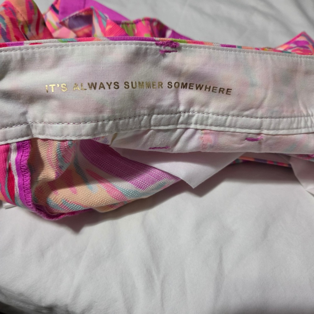 Lilly Pulitzer Callahan Shorts Pink Tropical Floral Cotton Dobby Womens Size 0 - Picture 6 of 14